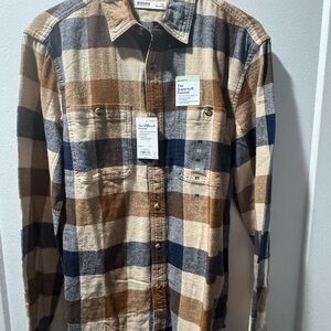 Sonoma Men's Casual Plaid Shirt - Brown, Blue, and Cream